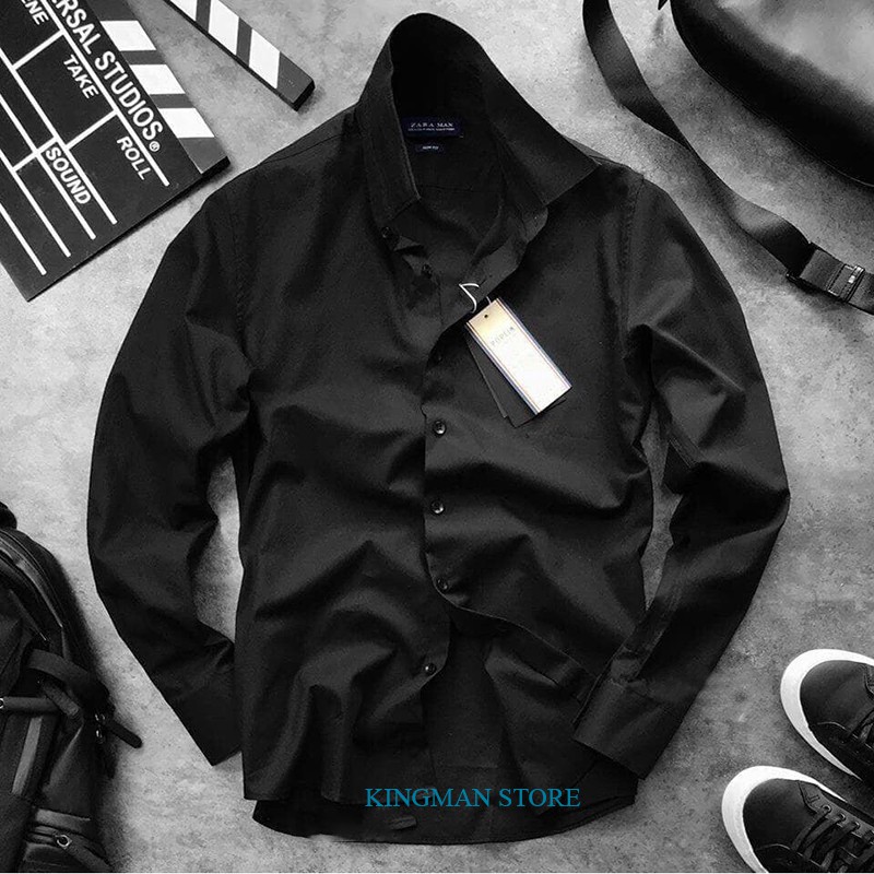 Áo Sơ Mi Nam Hàn Quốc Dài Tay Vải Lụa Thoáng Mát, Áo Sơ Mi Nam Hàn Quốc Chống Nhăn Chống Xù -Kingman Store