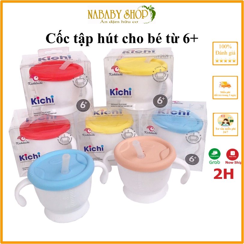 Cốc Tập Hút Tập Uống Nước 3 Giai Đoạn Kichi Có Vạch Chia 150ml Cho Bé