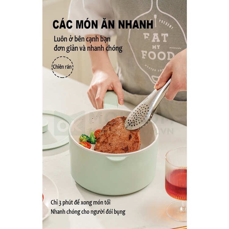 Nồi Điện Đa Năng Mokkom có tay cầm kèm hấp