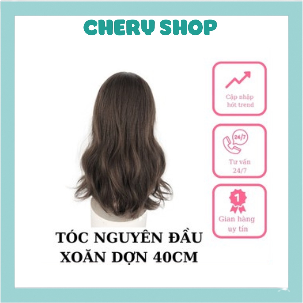 Tóc giả nữ đẹp nguyên đầu xoăn dợn sóng kiểu Hàn dài 40cm tặng kèm lưới trùm mã BHT0304