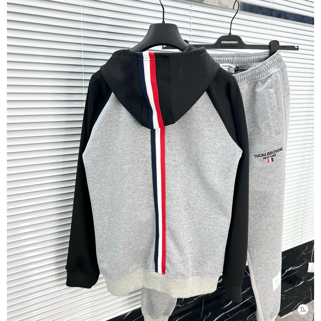 Đồ Bộ Nam Thu Đông THOMBROWNE Phong Cách Thể Thao 3 Màu Trắng Đen Xám