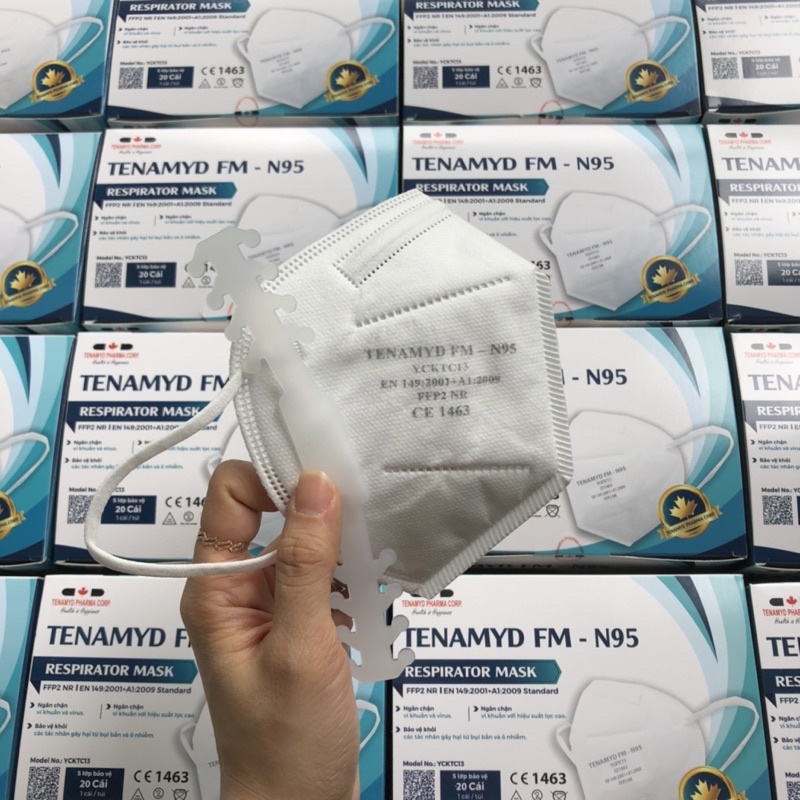 Combo 5 hộp khẩu trang Tenamyd N95 kháng khuẩn lọc bụi mịn tiêu chuẩn N95 Quốc Tế