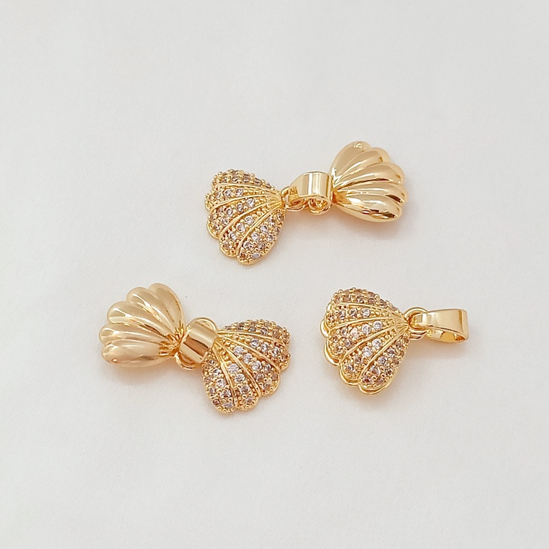 Mặt Dây Chuyền Hình Vỏ Sò Mạ Vàng 14K Đính Đá Zircon Sang Trọng