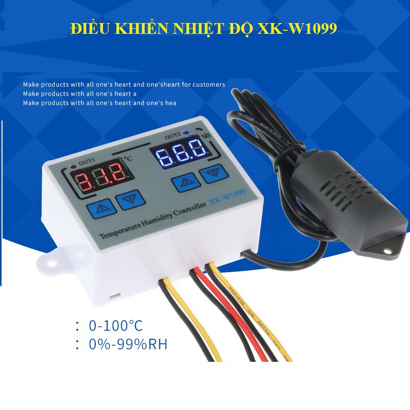 Bộ điều khiển nhiệt độ kỹ thuật số Bộ điều chỉnh độ ẩm / độ ẩm XK-W1099 AC220V/ 10A(kèm 3 cos nối tiện dụng)