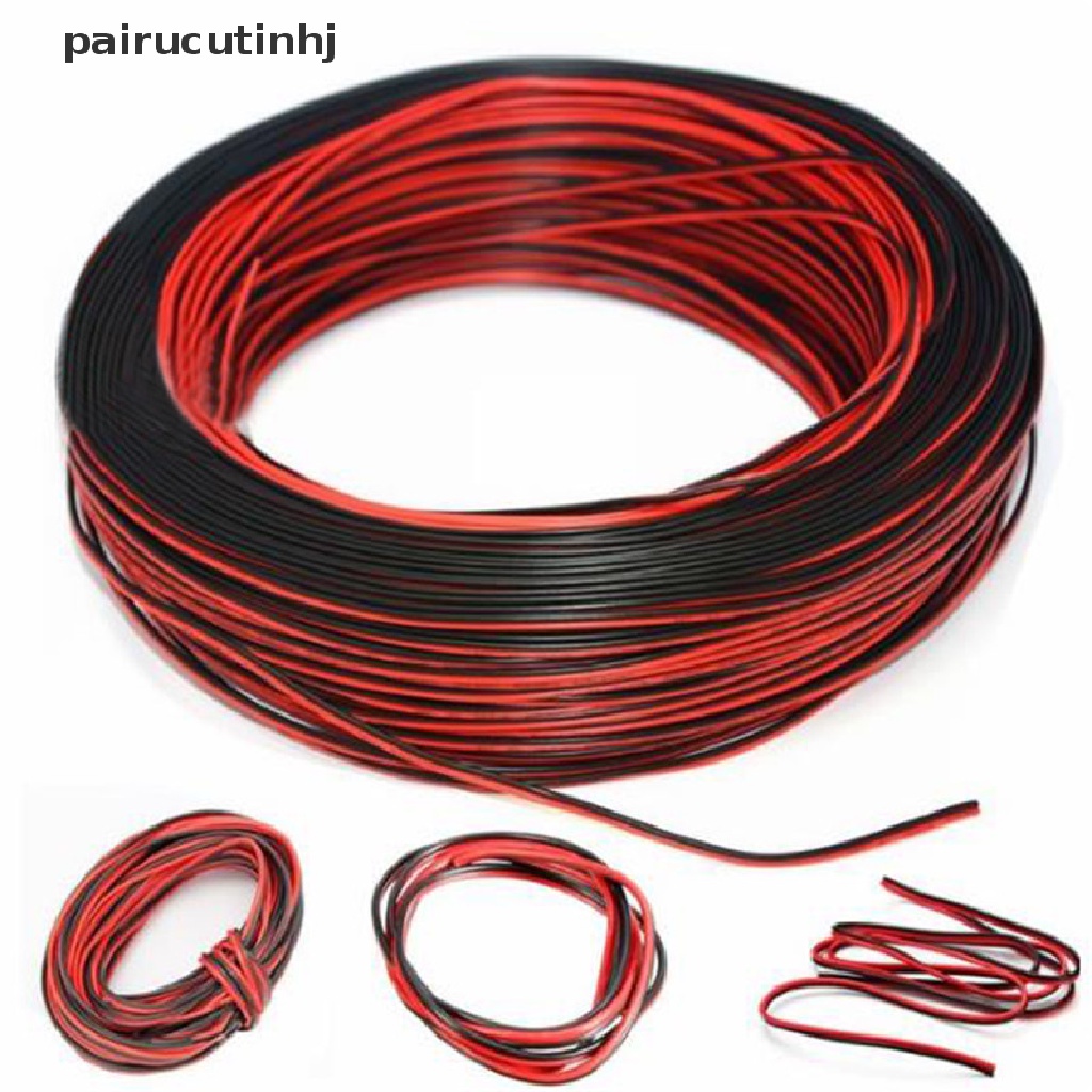 Cặp Dây Cáp Nối Đèn Led Xe Hơi / Xe Máy 2Pin 10m Màu Đỏ / Đen