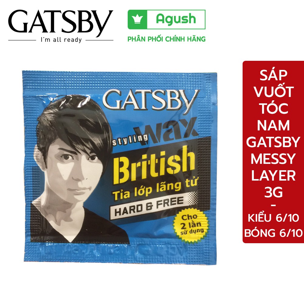 Sáp vuốt tóc nam Gatsby Styling Wax Messy Layer xanh dương 3g bóng giữ nếp lâu sử dụng cho tóc khô - Agush shop