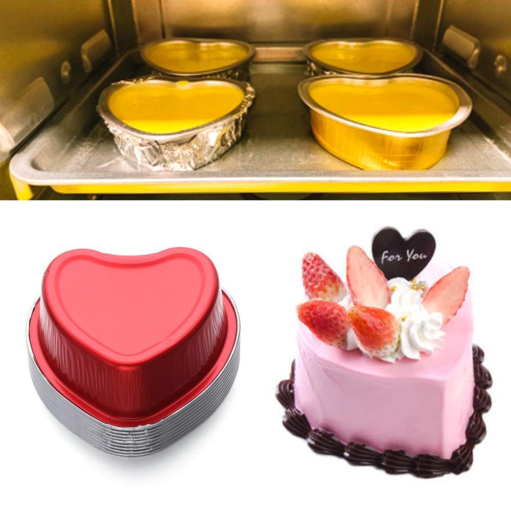 Khuôn Làm Bánh Cupcake Bằng Lá Nhôm Hình Trái Tim Có Nắp Đậy Tiện Dụng