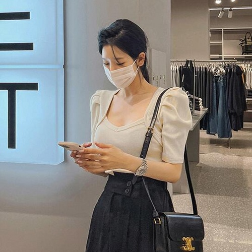 SUXI Áo Thun Tay Ngắn Dáng Ôm Màu Sắc Đơn Giản Phong Cách Hàn Quốc Thời Trang Hè Cá Tính Cho Nữ