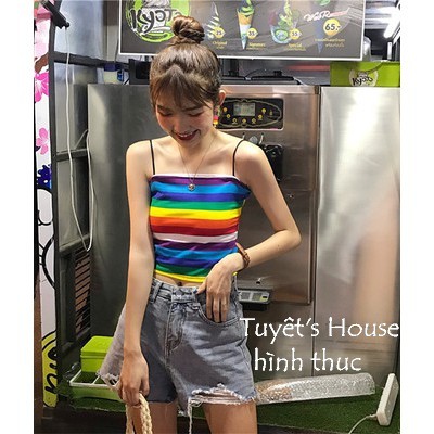 ÁO CROPTOP HAI DÂY CẦU VỒNG SIÊU QUYẾN RŨ L12-1