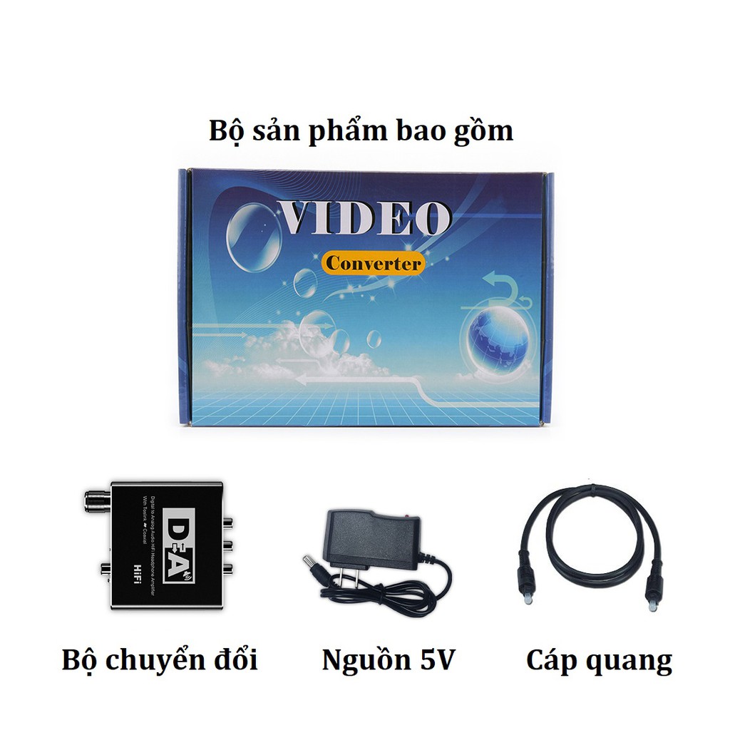 Bộ chuyển đổi âm thanh quang cao cấp DAC HIFI 5.1 chuyển đổi 2 chiều,đầy đủ phụ kiện