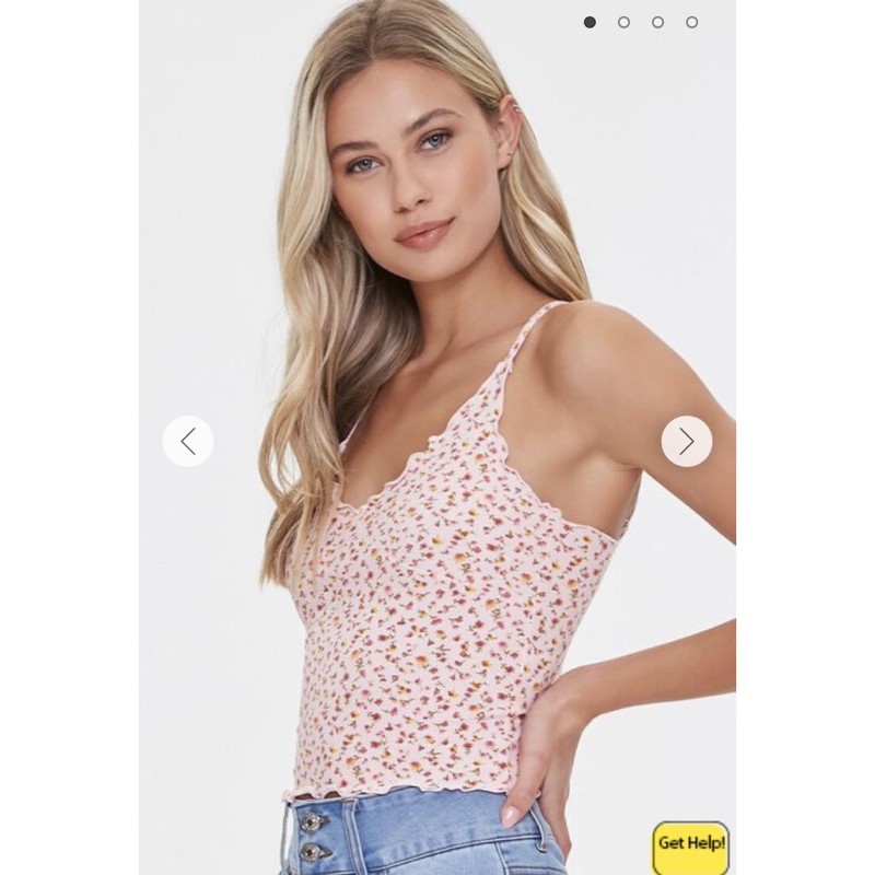 [Mã FASHIONT4WA2 giảm 10K đơn 50K] Áo dây cuốn biên Ribbed Lettuce Edge Cami F21 VNXK | BigBuy360 - bigbuy360.vn