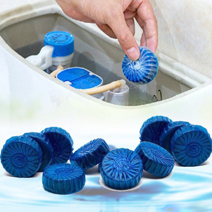Viên tẩy bồn cầu toilet nhà vệ sinh bong bóng màu xanh khử mùi hôi diệt khuẩn chống ố vàng làm sạch hiệu quả dạng nén