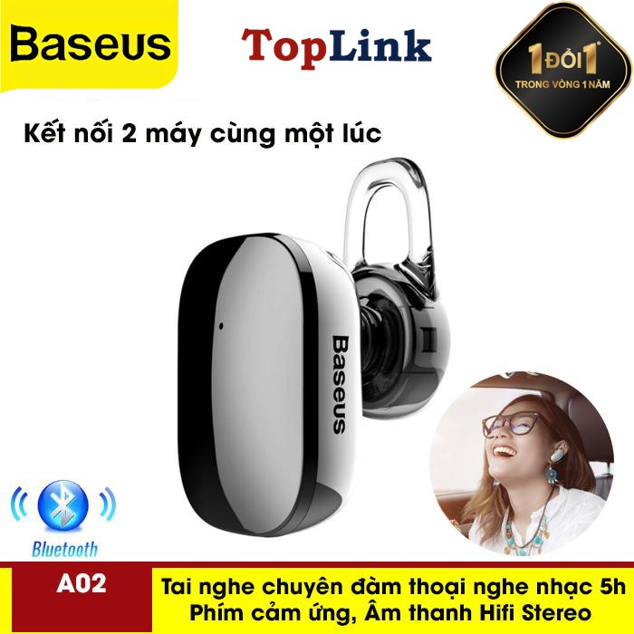 Tai Nghe Không Dây Mini Kết Nối Bluetooth Baseus A02 Tương Thích Các Đời Iphone , Samsung S9 S8 Và Các Loại Smartphone