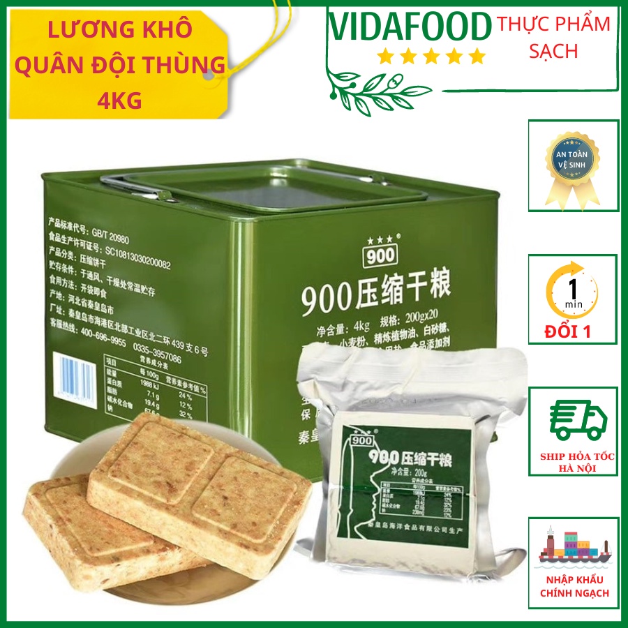 Thùng Lương Khô Hộp Sắt 4kg, Lương Khô Hộp Sắt 3 Sao Bùi, Thơm, Ngọt Nhẹ Hàm Lượng Dinh Dưỡng Cao [Ship Hỏa Tốc Hà ội]