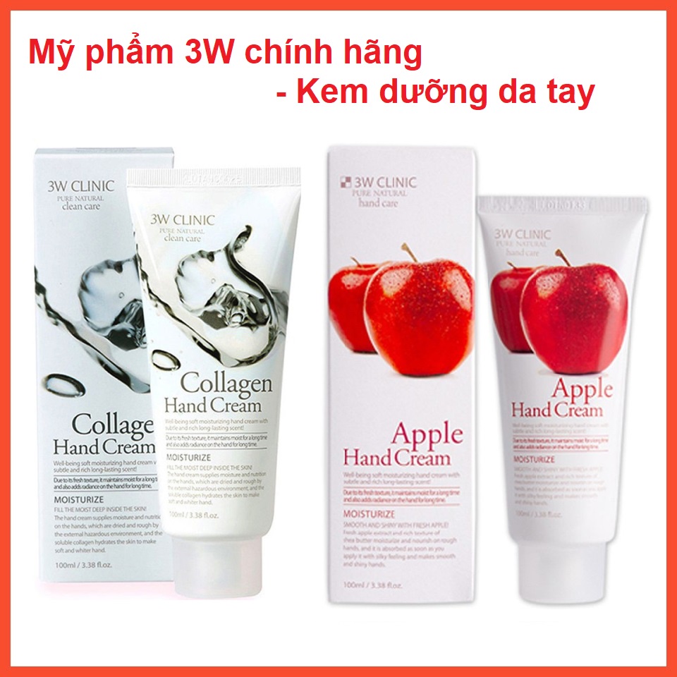 Kem dưỡng da tay 3W Clinic Apple Hand Cream 100ml Hàn Quốc