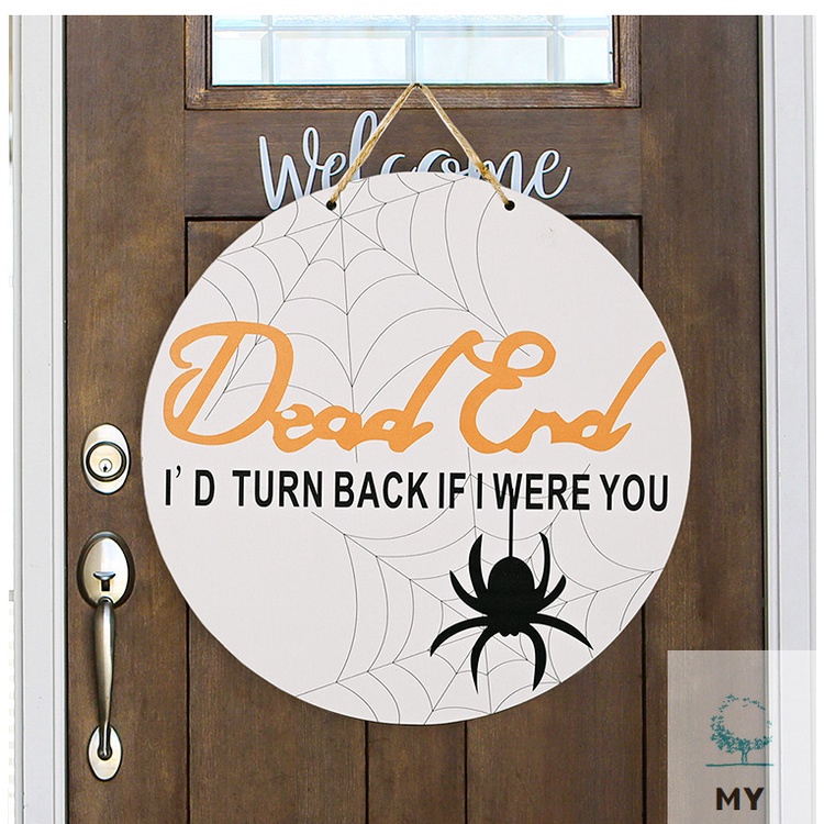 Biển hiệu treo cửa bằng gỗ họa tiết hoạt hình phong cách Halloween độc đáo