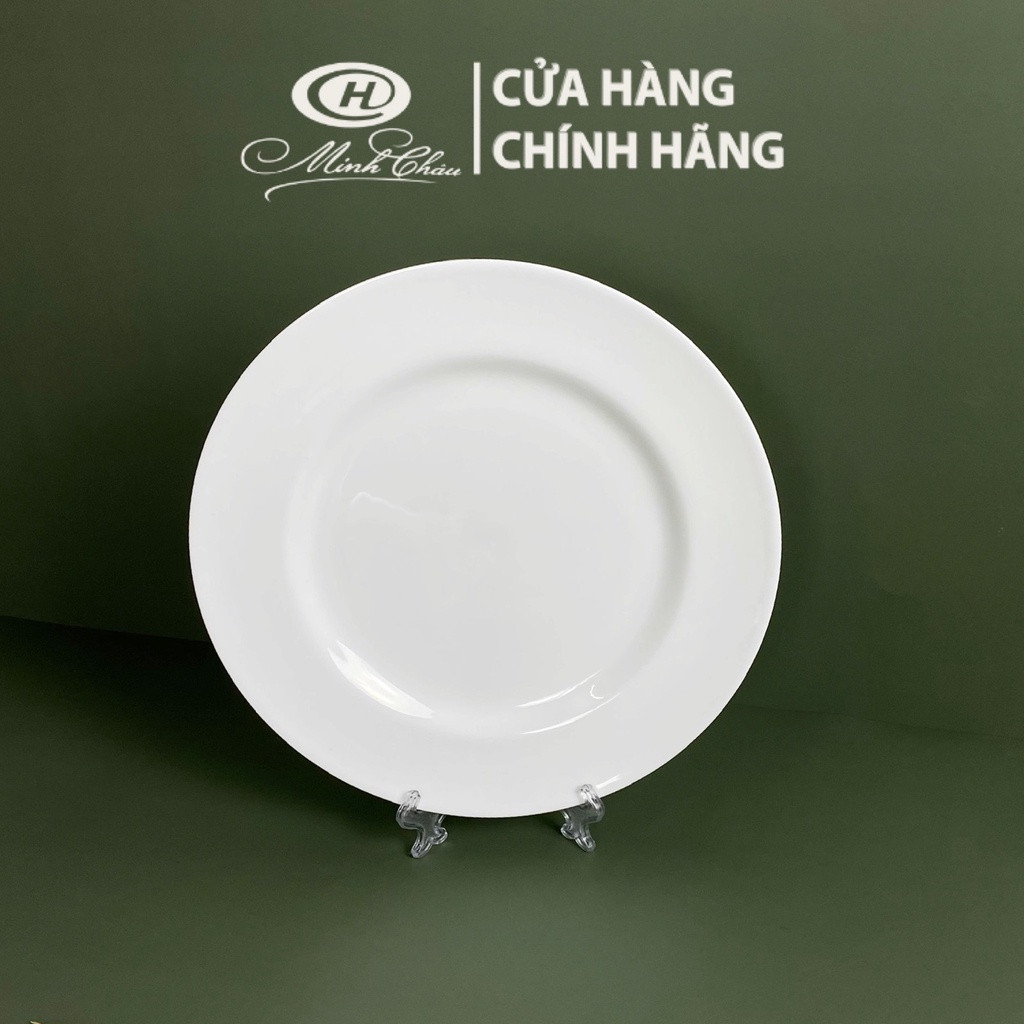 [Sứ Siêu Nhẹ] Đĩa Tròn Cạn Sứ Xương Trắng Trơn - Sứ Minh Châu