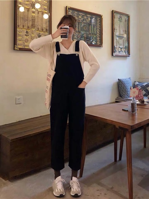 [KÈM ẢNH THẬT + SẴN] yếm quần bò jeans dài cute ulzzang hàn quốc | BigBuy360 - bigbuy360.vn