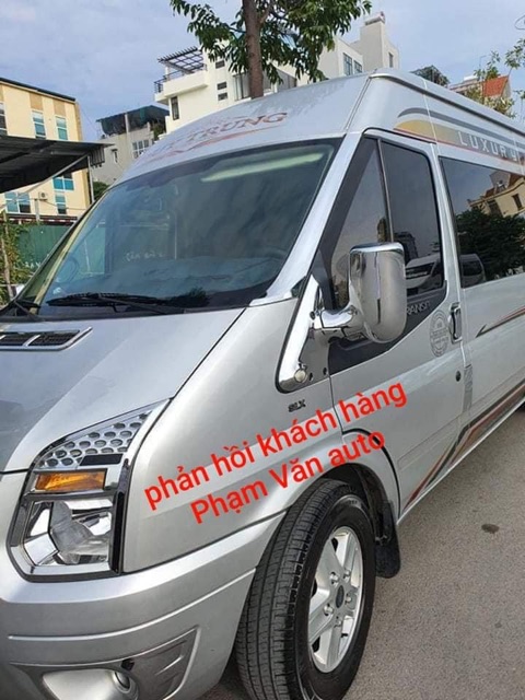 Ốp mạ gương có tai Ford Transit, Viền trang trí ốp mạ crome kính chiều hậu ô tô Transit có chân Phạm Văn auto