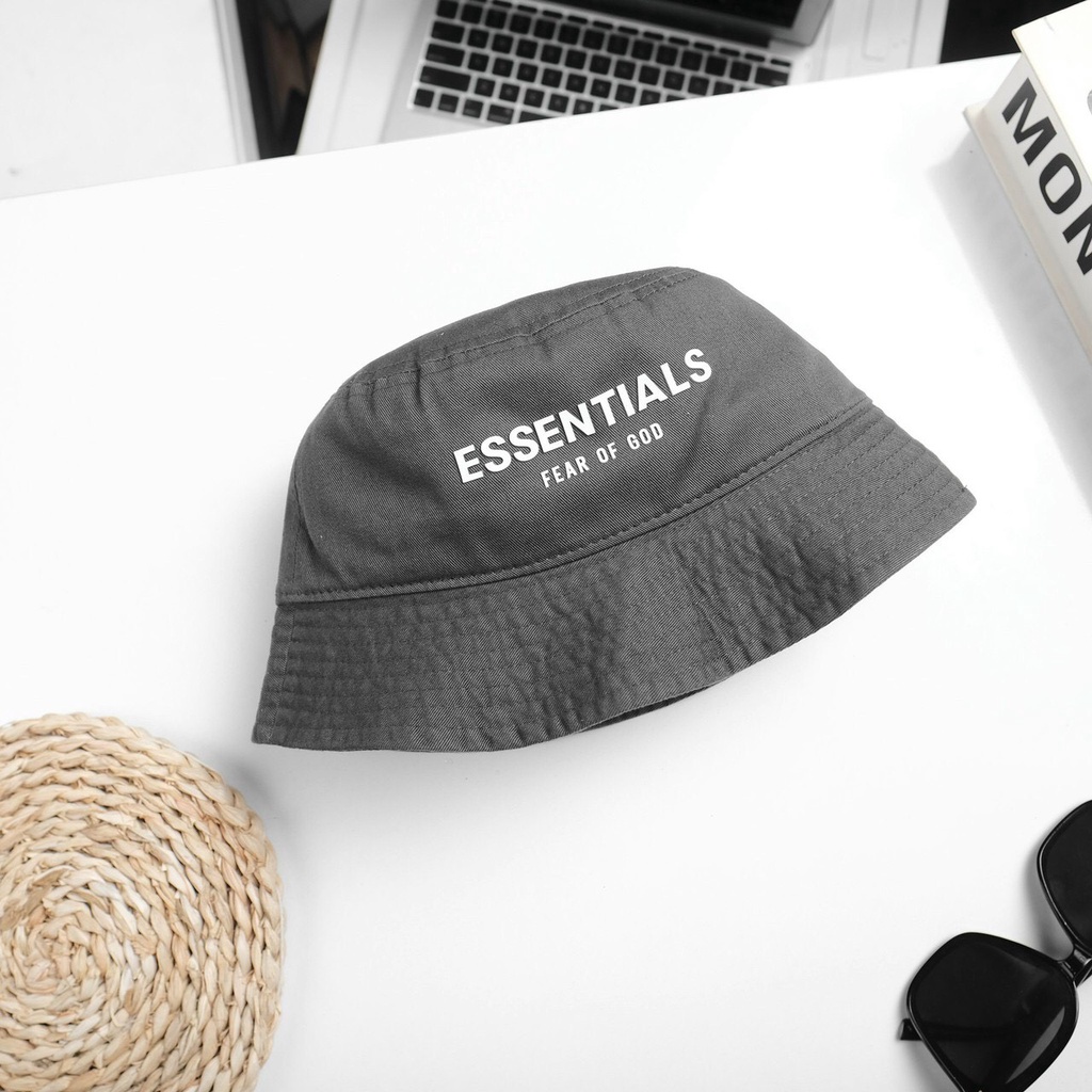 Nón bucket nam, mũ tai bèo in chữ ESSENTlALS phong cách đơn giản, chất siêu đẹp - Thóc store