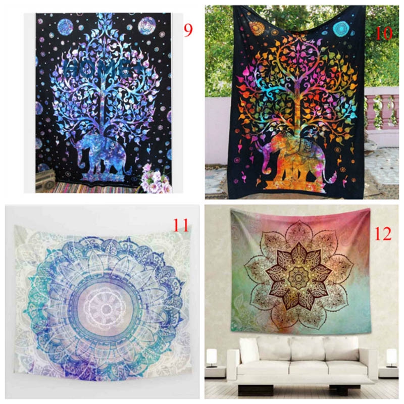 Indian Elephant Colorful Printed Mandala Decoration Aubusson Tapestry Religious Wall Decor Boho Bohemia Beach Blanket  @vn