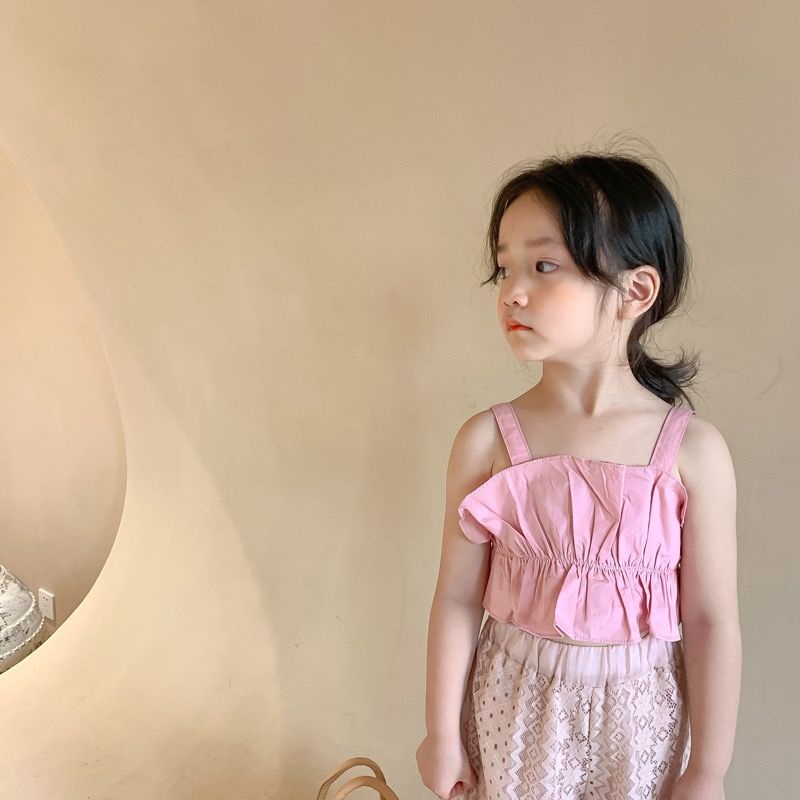 Áo Hai Dây Mùa Hè Mẫu Mới 2021 Phong Cách Hàn Quốc Cho Bé Gái