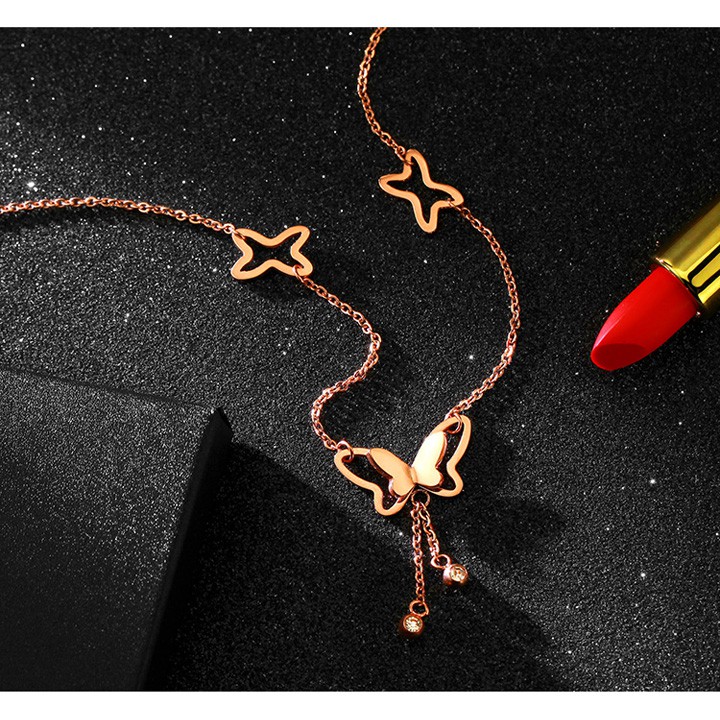 Lắc chân nữ titan bướm 3D xinh lung linh phụ kiện trang sức thời trang ulzzang hàn quốc  namimi