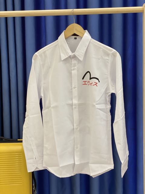 ÁO SƠ MI NAM NỮ IN CHỮ EVISU 1991 HAI MẶT TRẮNG ĐEN | BigBuy360 - bigbuy360.vn