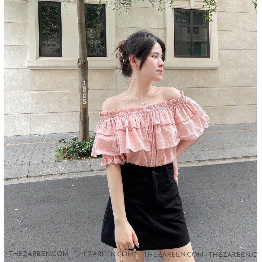 ZAREEN | ÁO TRỄ VAI 2 TẦNG ZAREEN VOA95 HỒNG ĐÀO