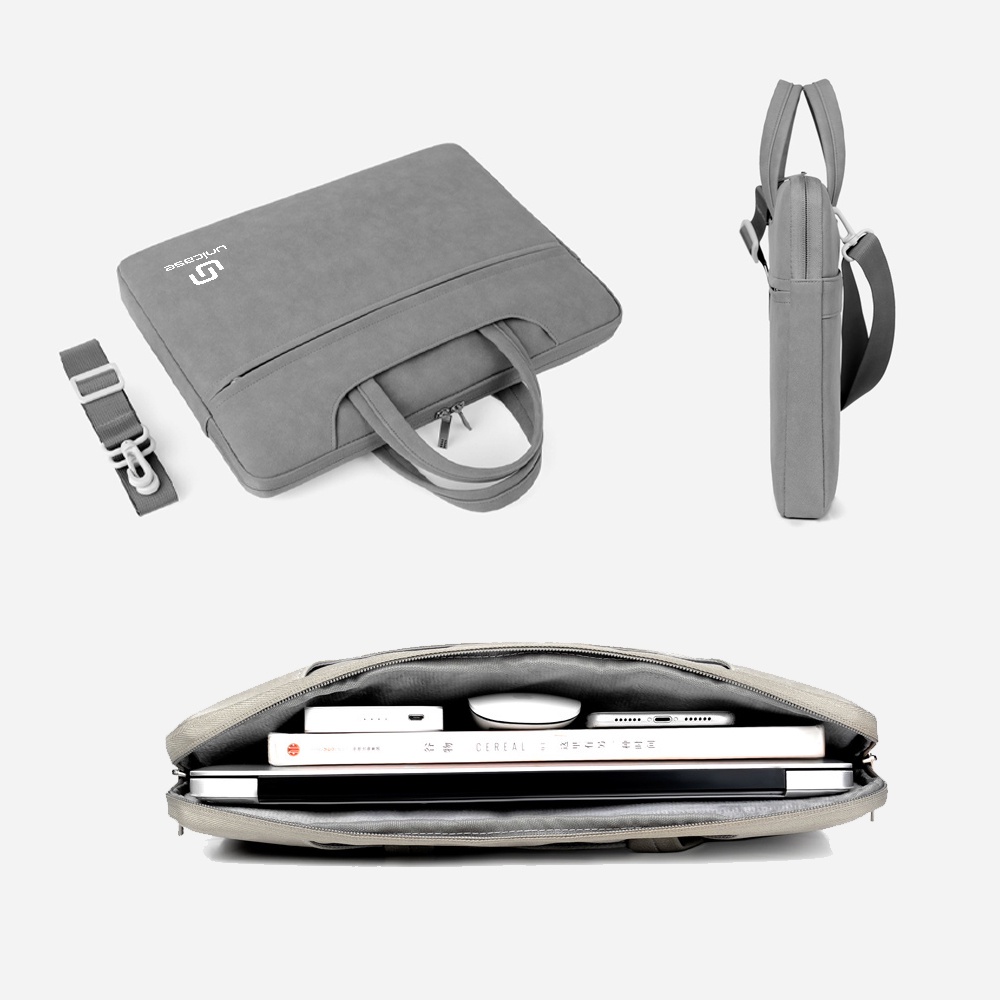 Túi xách laptop chống sốc thời trang Unicase da PU 13 14 15 inch - có quai đeo