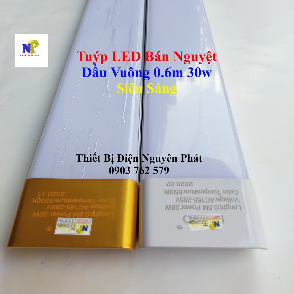 Tuýp LED Bán Nguyệt Đầu Vuông 0.6m 30w Siêu Sáng Tiết Kiệm Điện Năng