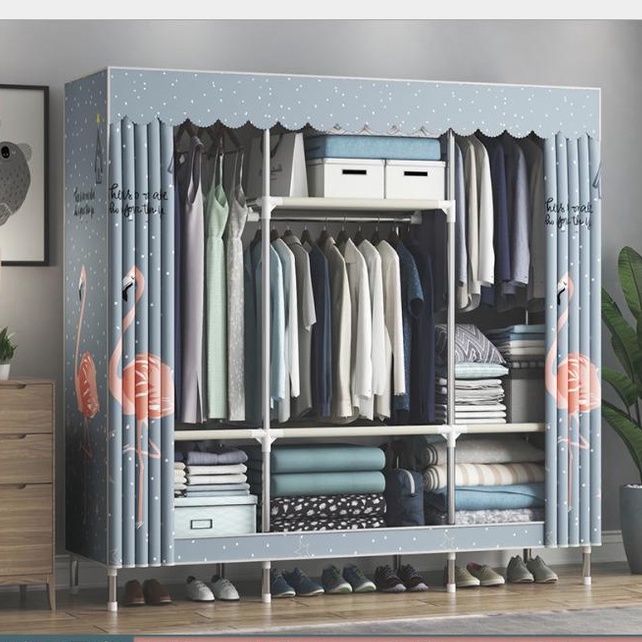 tủ vải đựng quần áo tủ vải 3 buồng đựng quần áo khung thép siêu bền titan cực chắc chắn