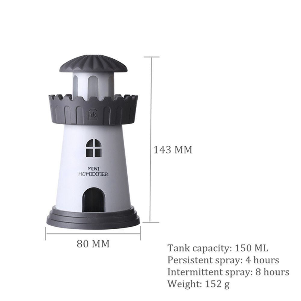 Máy Xông tinh dầu mini LIGHTHOUSE HUMIDIFIER xám