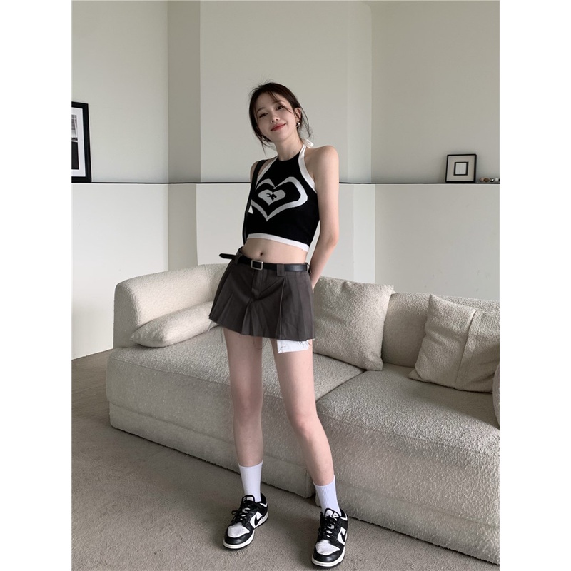 Cocory vn Áo Croptop Dệt Kim Không Tay Hở Lưng Quyến Rũ Thời Trang Mùa Hè Cho Nữ