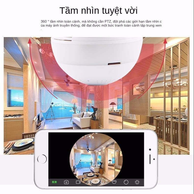 bóng đèn toàn cảnh camera giám sát wifi không dây mạng điện thoại di động thông minh cao cấp- Bộ định nghĩa trong