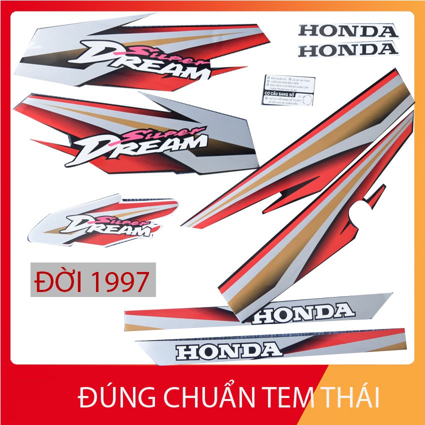 [CHUẨN TEM THÁI] BỘ TEM 3 LỚP HÀNG XỊN CHO SUPER DREAM BẠC ĐỜI 1997