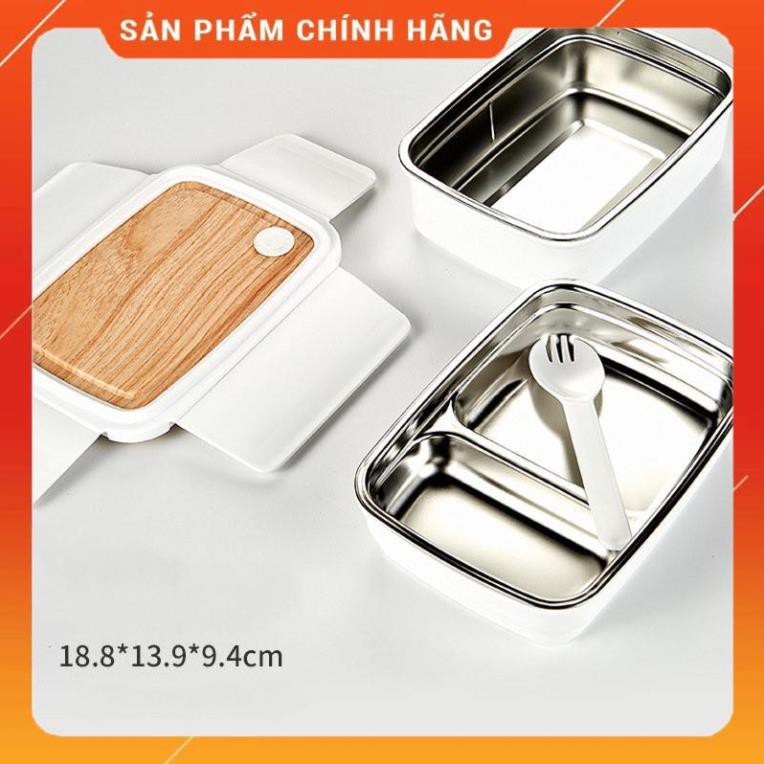 CHÍNH HÃNG -  Hộp đựng cơm 1 tầng giữ nhiệt lõi inox,Hộp đựng cơm văn phòng,khay đựng cơm inox 1 ngăn 6180