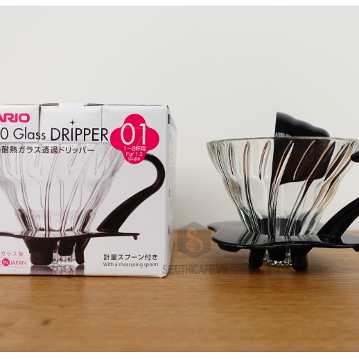 PHỄU PHA CÀ PHÊ THUỶ TINH HARIO GLASS DRIPPER 01 VDG-01B-ĐEN 2LY