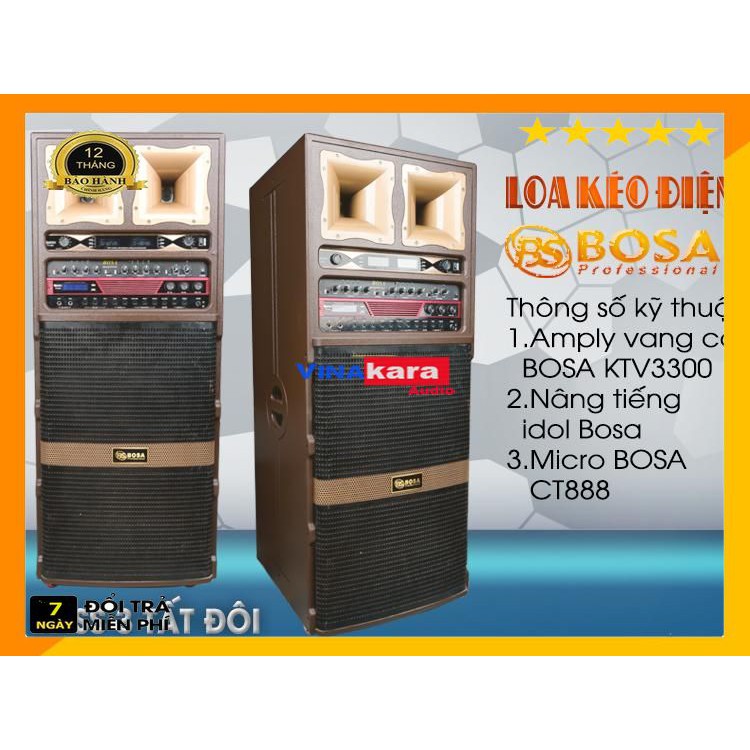 Loa kéo điện Bosa 3 KTV 3300 Tấc Đôi Cao cấp - Kiểu đứng, Chuyên Karaoke chuyên nghiệp