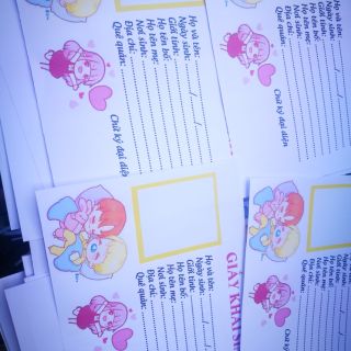 Giấy khai sinh doll búp bê ( set 2 tờ 13x18cm)