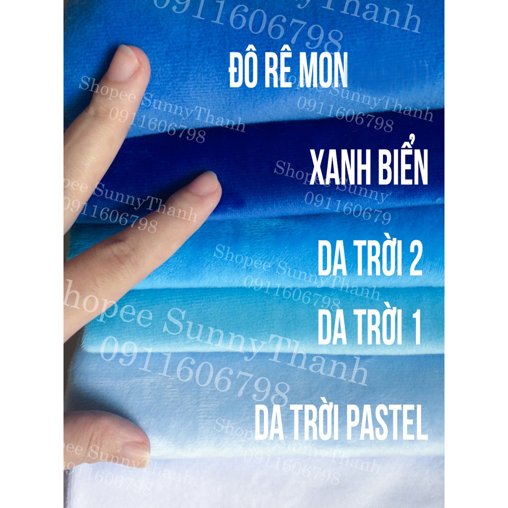 XANH BIỂN Vải lông nhung xanh da trời xanh nước biển may áo dài nhung