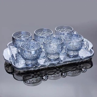 Bộ cốc thủy tinh kèm khay pha lê