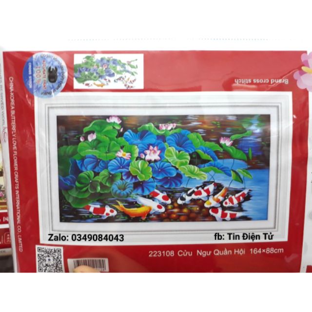 Tranh thêu chữ thập CỬU NGƯ QUẦN HỘI 223108 ( 164 x 88)