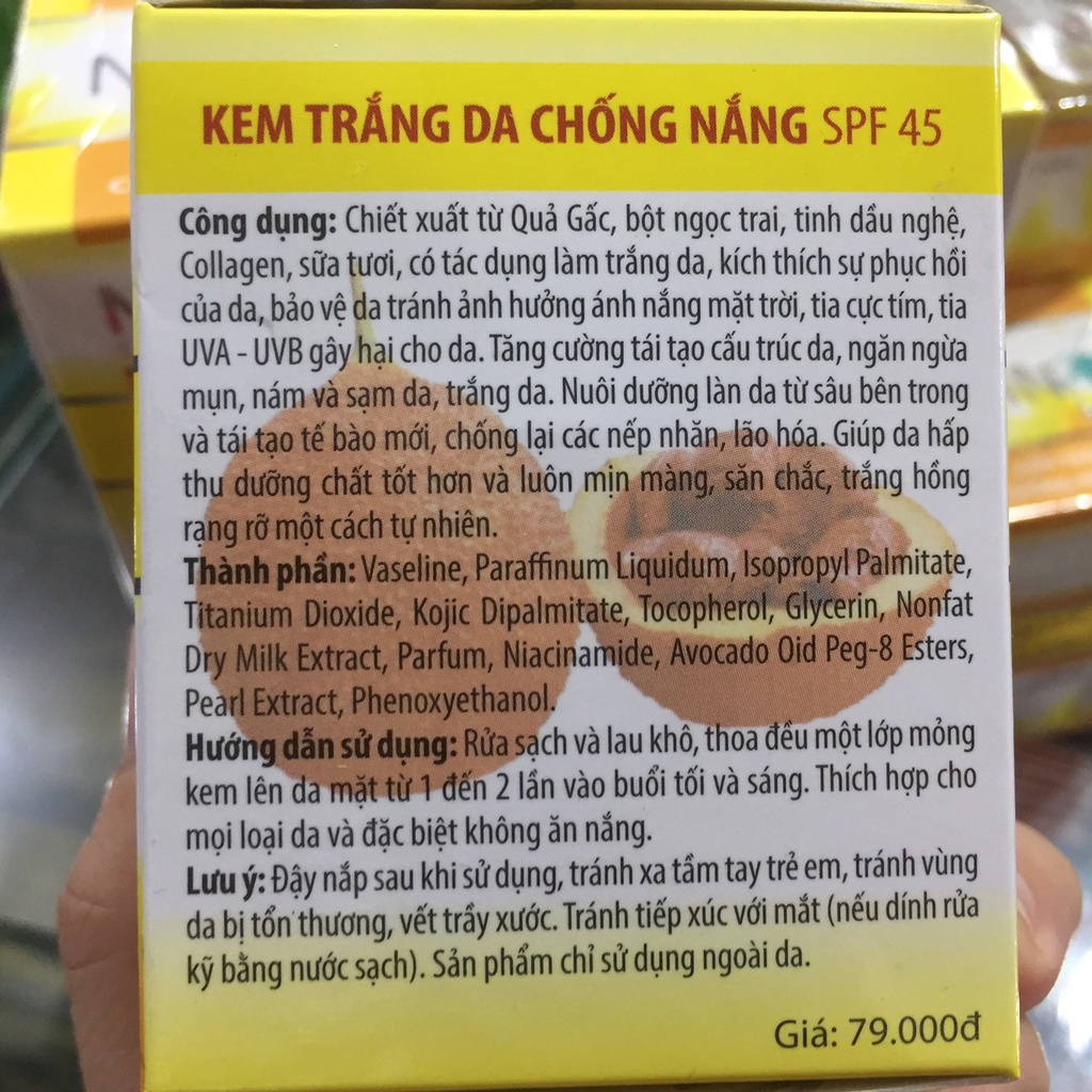 NANYNO KEM TRẮNG DA CHỐNG NẮNG SPF 45 10G KEM GẤC GIÁ IN 79