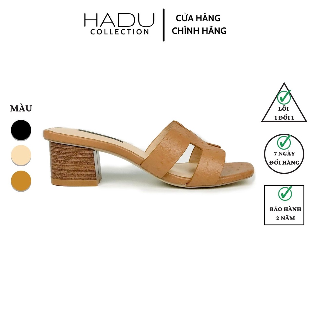 [Mã LTP50 giảm 50000 đơn 150000] Guốc cao gót HADU GD83 gót vuông 5p da đà diểu quai chữ HM