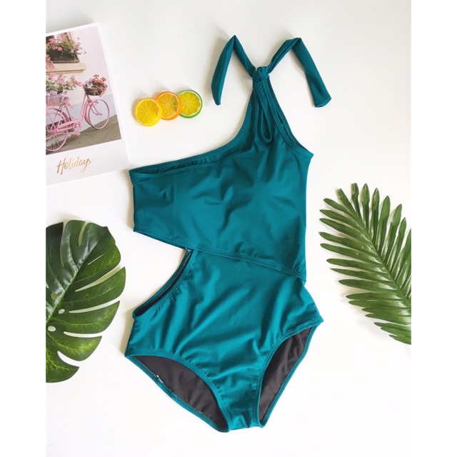 Bikini lệnh vai cut-out xanh sẫm