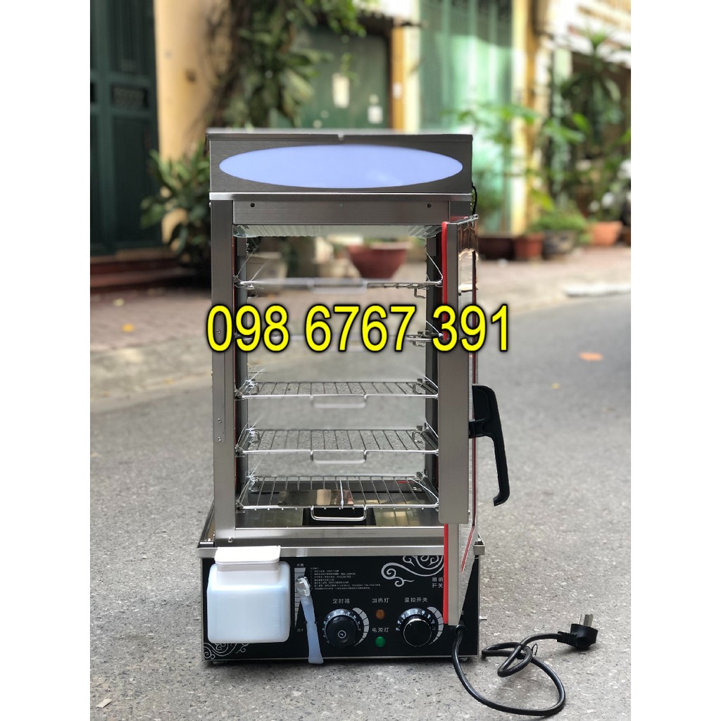 Máy hấp bánh bao, thực phẩm, Tủ hấp bánh 5 khay INox, Hấp bánh bao, giò chả, khoai, xúc xích, ...