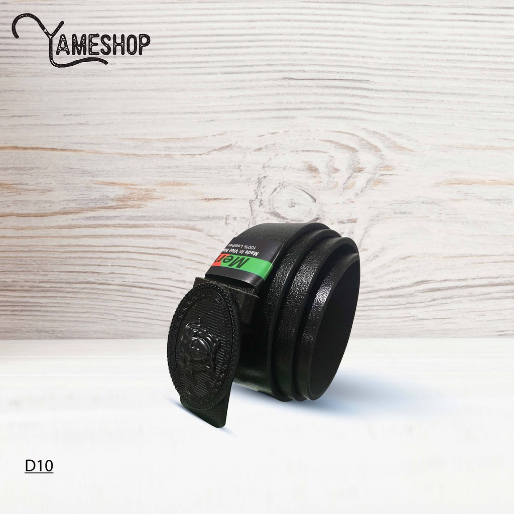 Thắt lưng nam da bò mặt Elip đen -D10