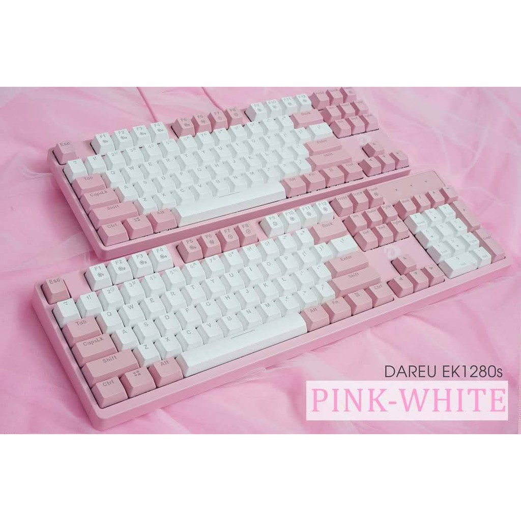 Bàn phím cơ gaming DareU EK87/ EK1280S Pink White (Pink led) - BH 2 năm chính hãng