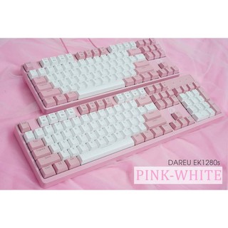 Bàn phím cơ gaming DareU EK87/ EK1280S Pink White – BH 2 năm